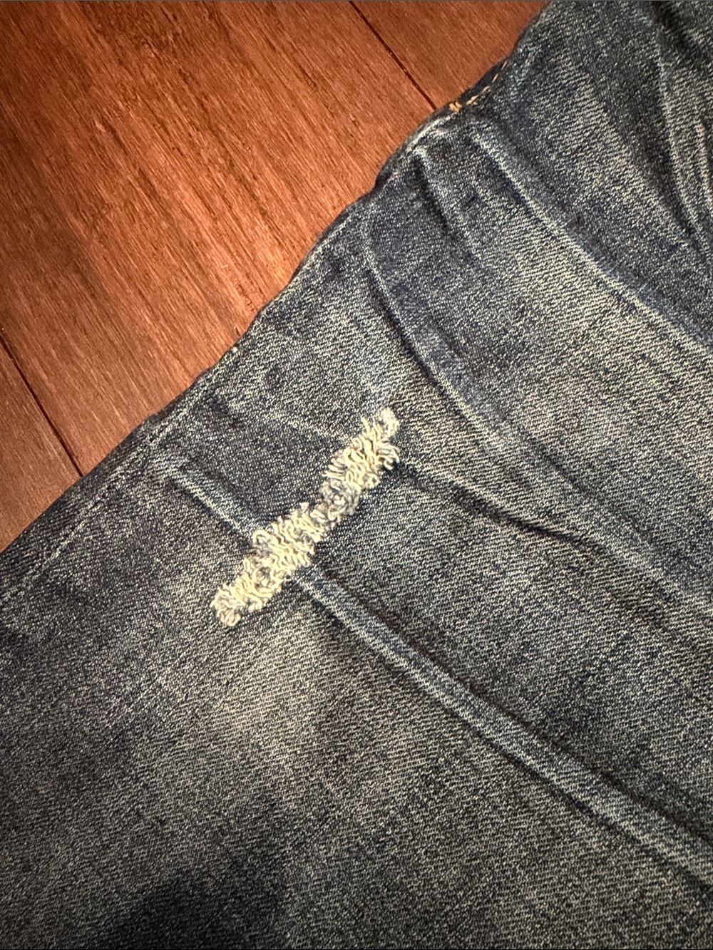 Kut from the Kloth Dark Blue Distressed Denim Shorts - Picture 3 of 6